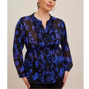 TORRID NWT Chiffon Clip Dot Ruffle Front Top 0671